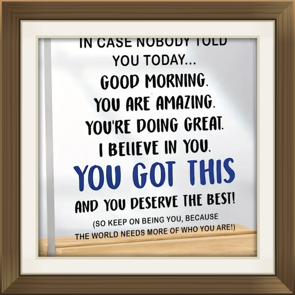 [2D Flat] 1pc Heartwarming Encouragement Acrylic Ornament 'Good Morning, Positive Energy Quotes' - Inspirational Desktop Display with Wooden Stand for Office, Study, or Healing Gift Series, Positive Affirmation Decor | Classic Style | Clear Acrylic, Inspi