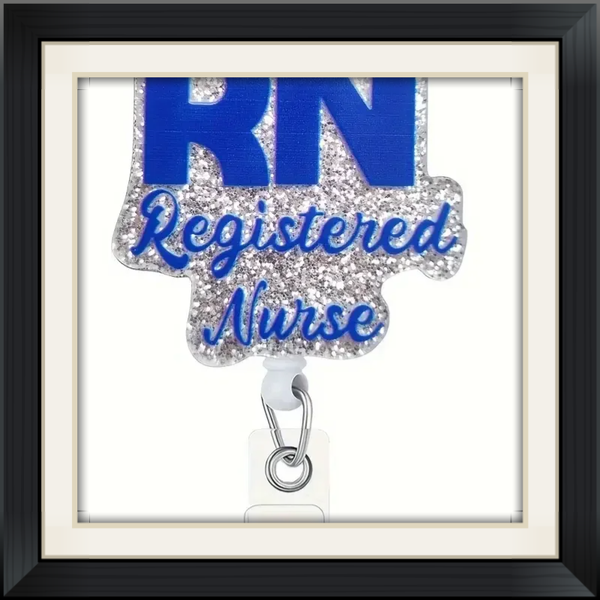 [Registered Nurse Badge Reel Durable] Premium Silvery Flash Registered Nurse Badge Reel with Metal Shark Clip - Durable ABS, Ideal for Office, Hospital & Lab ID Tags - Perfect Gift for Nurses, Doctors, Social Workers & Anesthetists