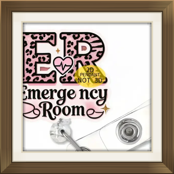 ER with Retractable reel - Hospital ID name tag, ER Emergency Room Design in Pink Leopard print, for Doctors, Nurses, Medical Staff - Ideal for Workplace or Gifts, Healthcare Professional Gear, Playful Design