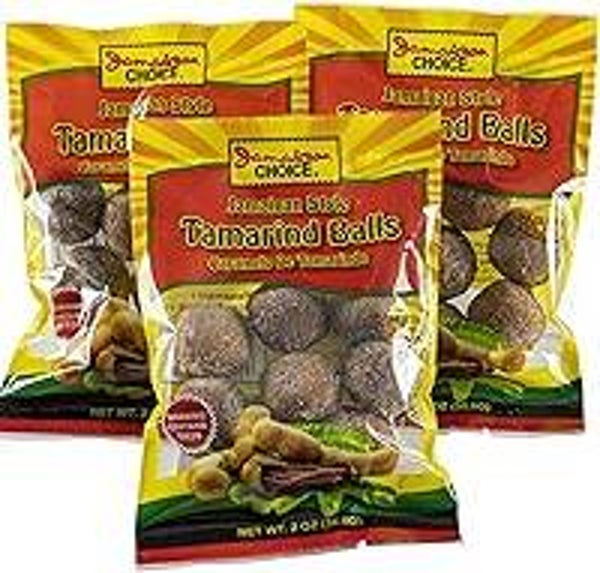 Jamaican Style Tamarind Balls, Sweet And Sour, Caramelo De Tamarindo (2 oz Bags) 3-Pack