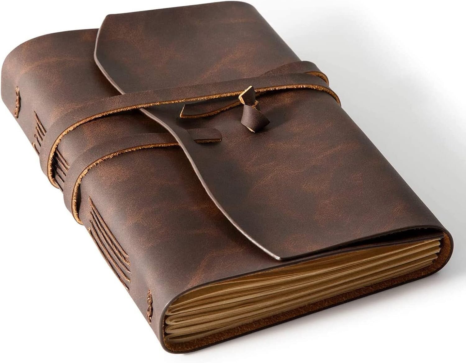 Leather Journal Notebook - Genuine Leather Journals for Writing 260 Pages 5x7.1 Inches Vintage Journal For Man and Women Gifts For Man Artist,Travel Journal,Brown 5"x7.1" Dark Brown