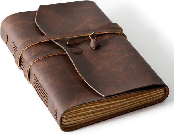 Leather Journal Notebook - Genuine Leather Journals for Writing 260 Pages 5x7.1 Inches Vintage Journal For Man and Women Gifts For Man Artist,Travel Journal,Brown 5"x7.1" Dark Brown