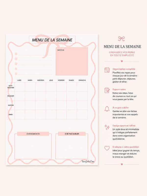 Menus semaine - Gamme papillon
