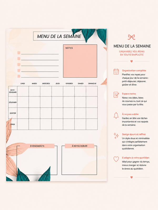 Menus semaine - Gamme été