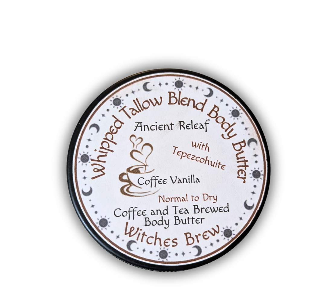 Coffee and Tea Brewed Whipped Tallow Blend Body Butter with Tepezcohuite, Normal To Dry, Coffee Vanilla
