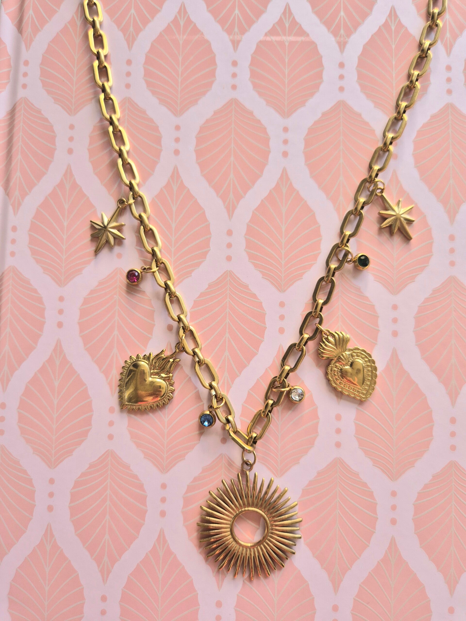 Collier Céleste soleil et strass
