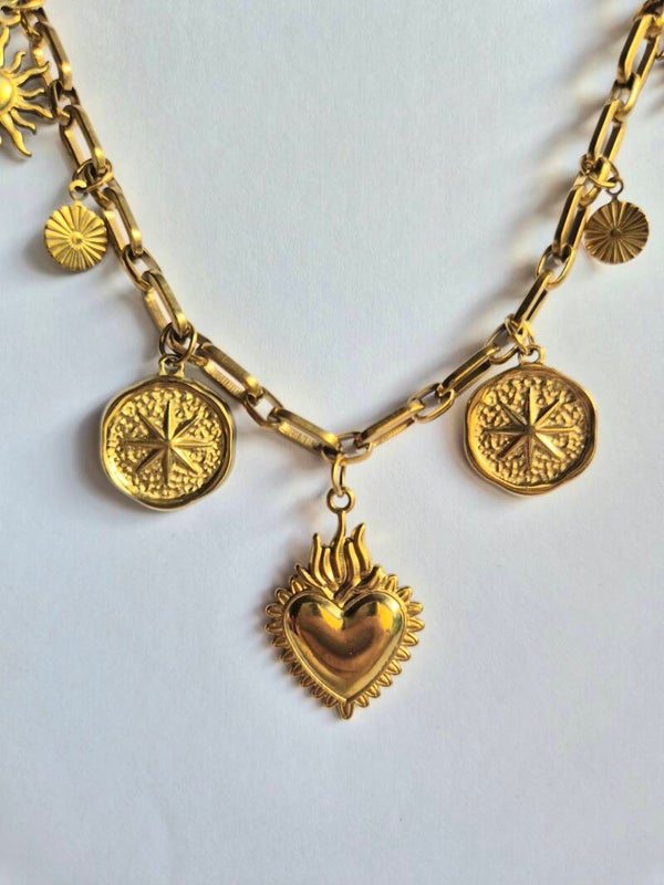 COLLIER GRIGRIS CÉLESTES COEUR ROND