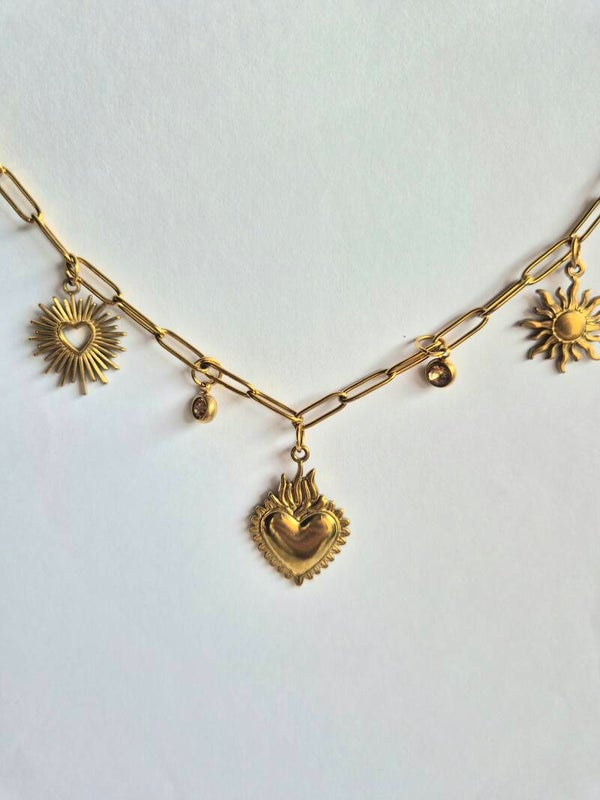 COLLIER GRIGRIS CÉLESTES COEUR ÉTOILE