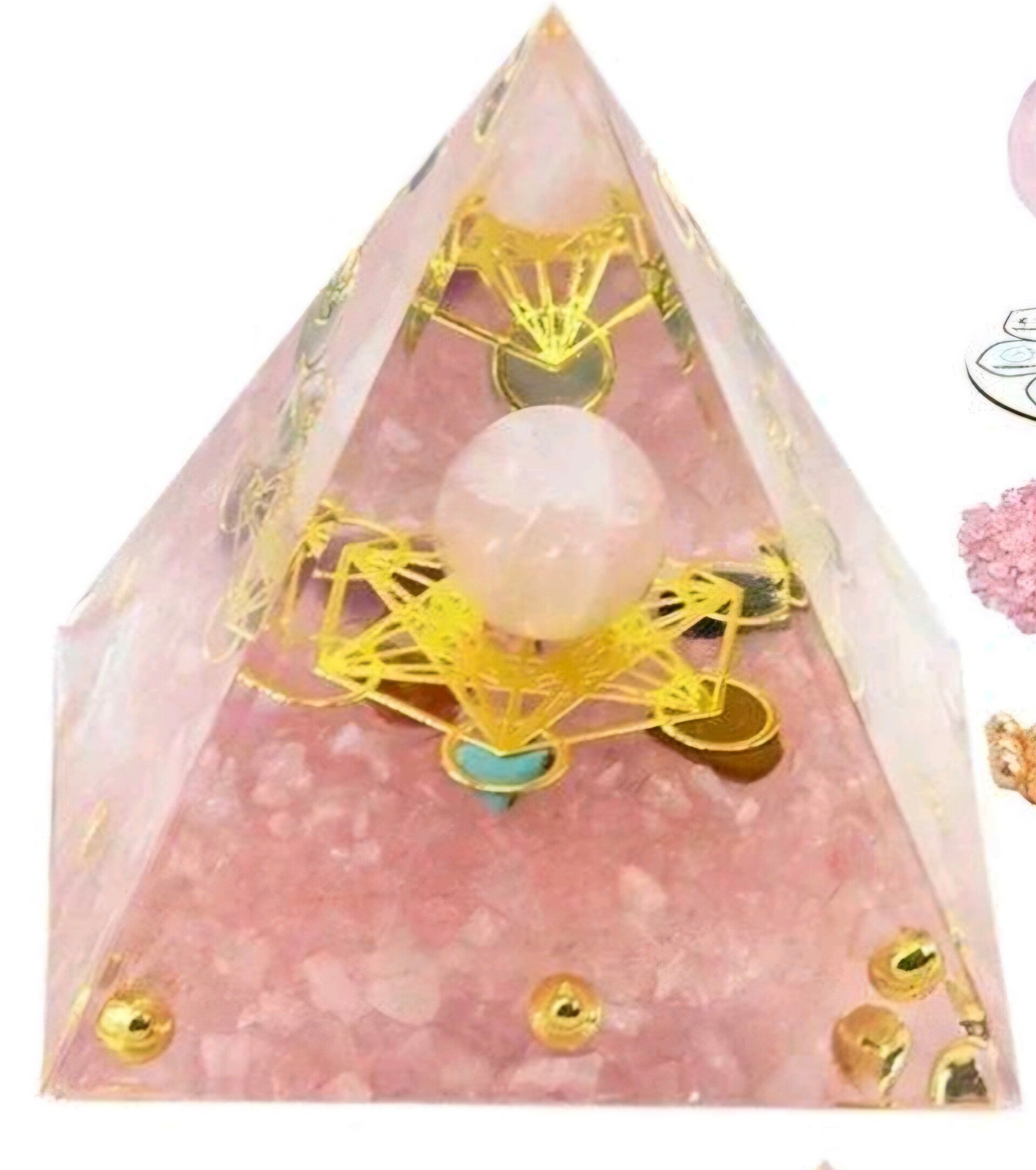 PYRAMIDE ORGONITE QUARTZ ROSE MÉTATRON