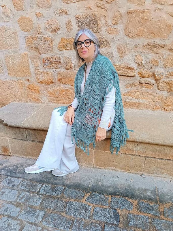 Patrón de ganchillo Chal Ruana Brisa