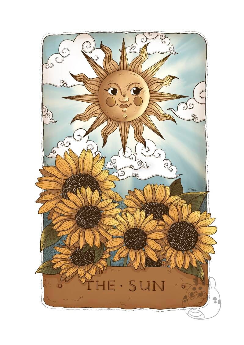 Zon tarotkaart geïnspireerd 