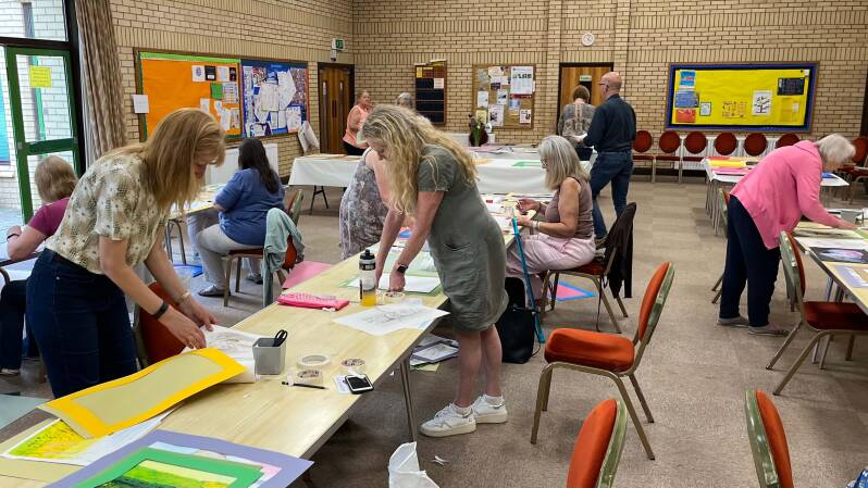 Mounting Artwork - paintings by Seasons Art class - art group Darlington 