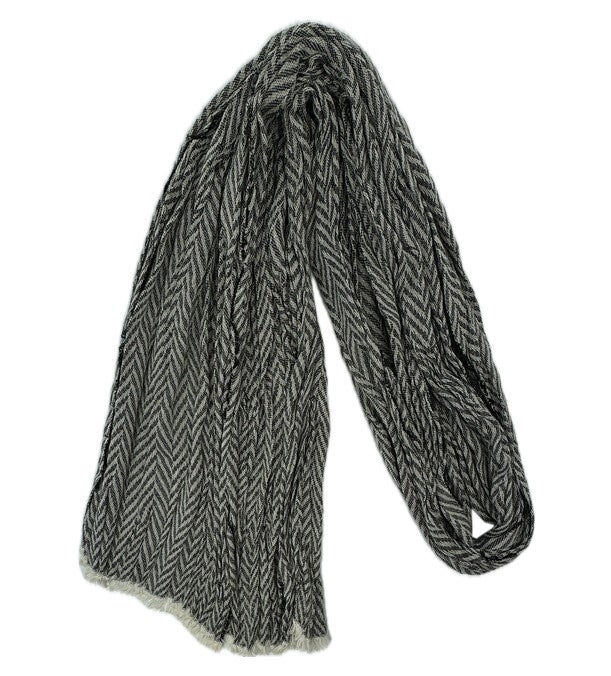 Baumwollschal Sommerschal Knitterlook modisch Fischgrätmuster schwarz weiß  100% Bauwolle