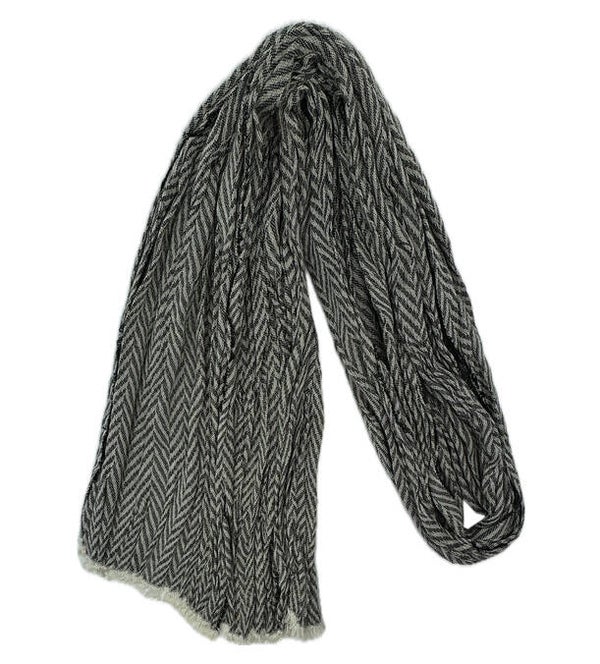Baumwollschal Sommerschal Knitterlook modisch Fischgrätmuster schwarz weiß  100% Bauwolle