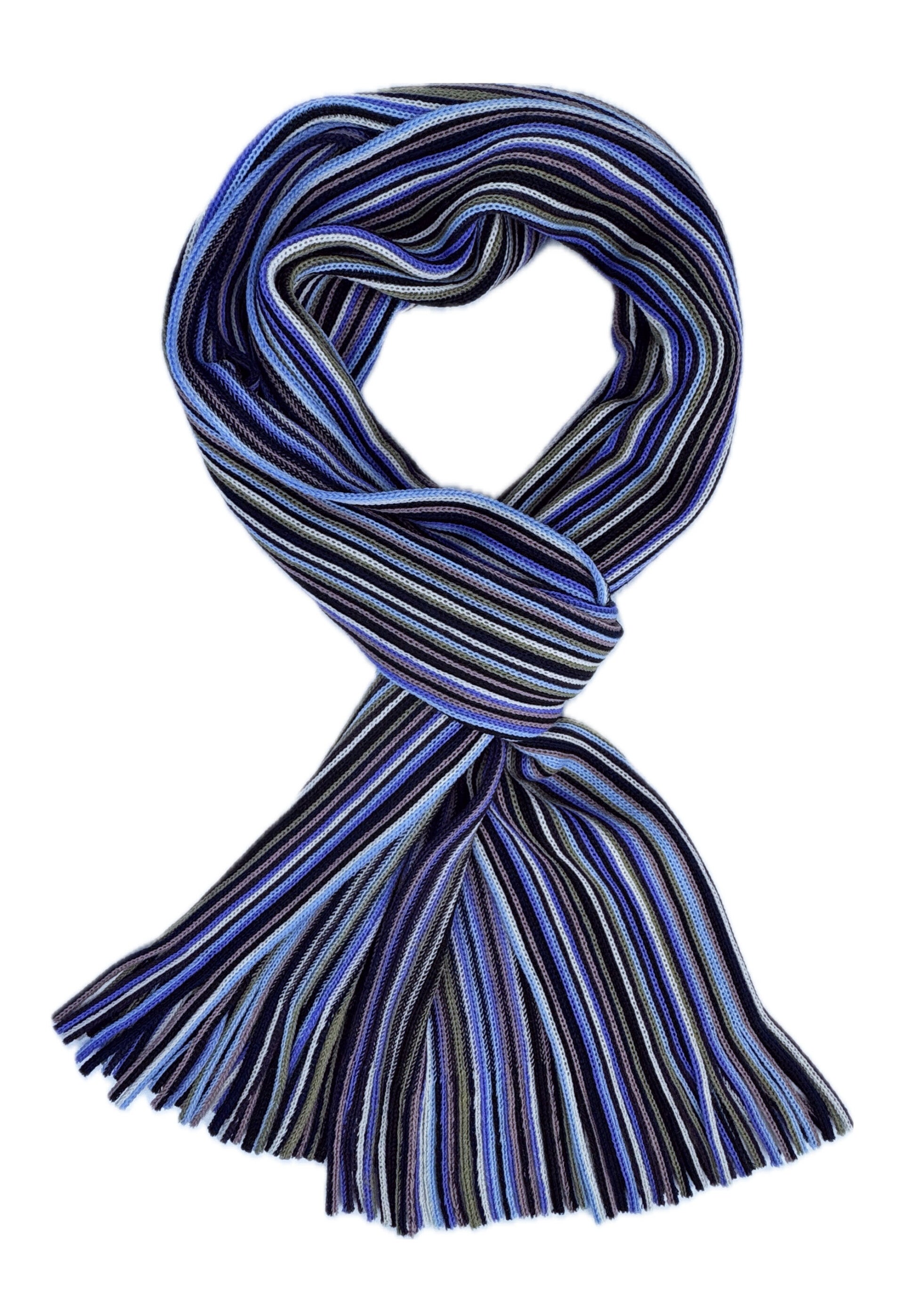 Strickschal Wollschal Herrenschal Unisex Wolle gestreift bunt multi violett blau