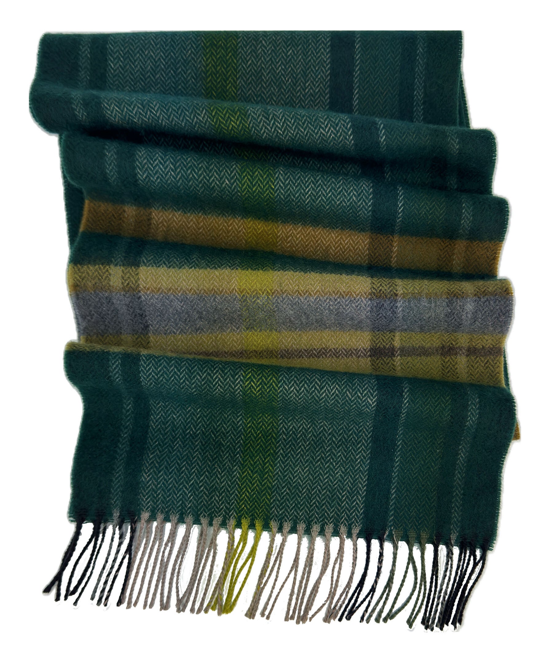 Wollschal Herrenschal warm angenehm Wolle (Merino) Fischgrat Karo dunkelgrün