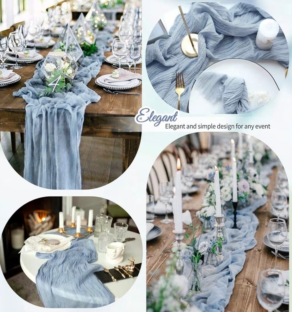 Soft Blue Cheesecloth Runners