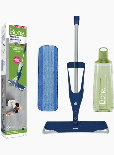 Bona Spray Mop Premium for Hard-Surface Floors - Incl. 1x Prefilled Refillable 850ml Cartridge & 1 x Reuseable Microfibre Mop Pads, Blue