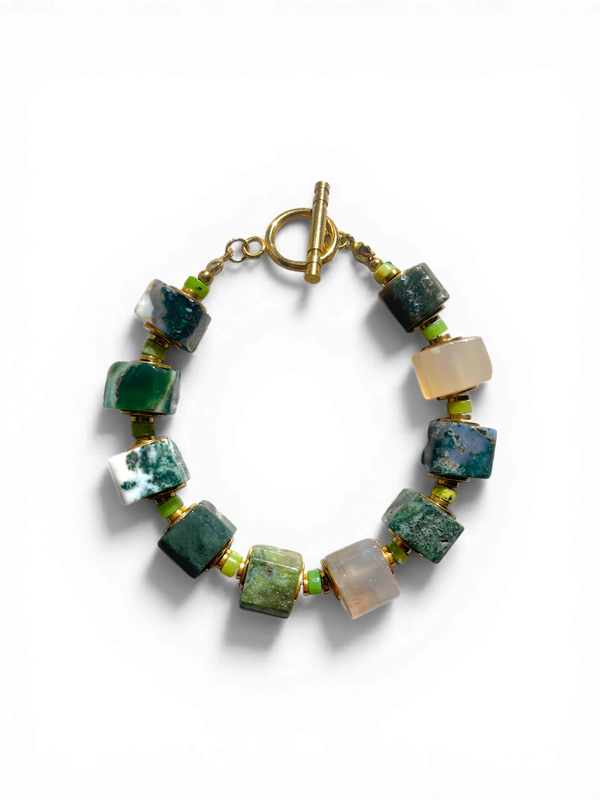 Le Bracelet Ania en Agate Mousse & Serpentine