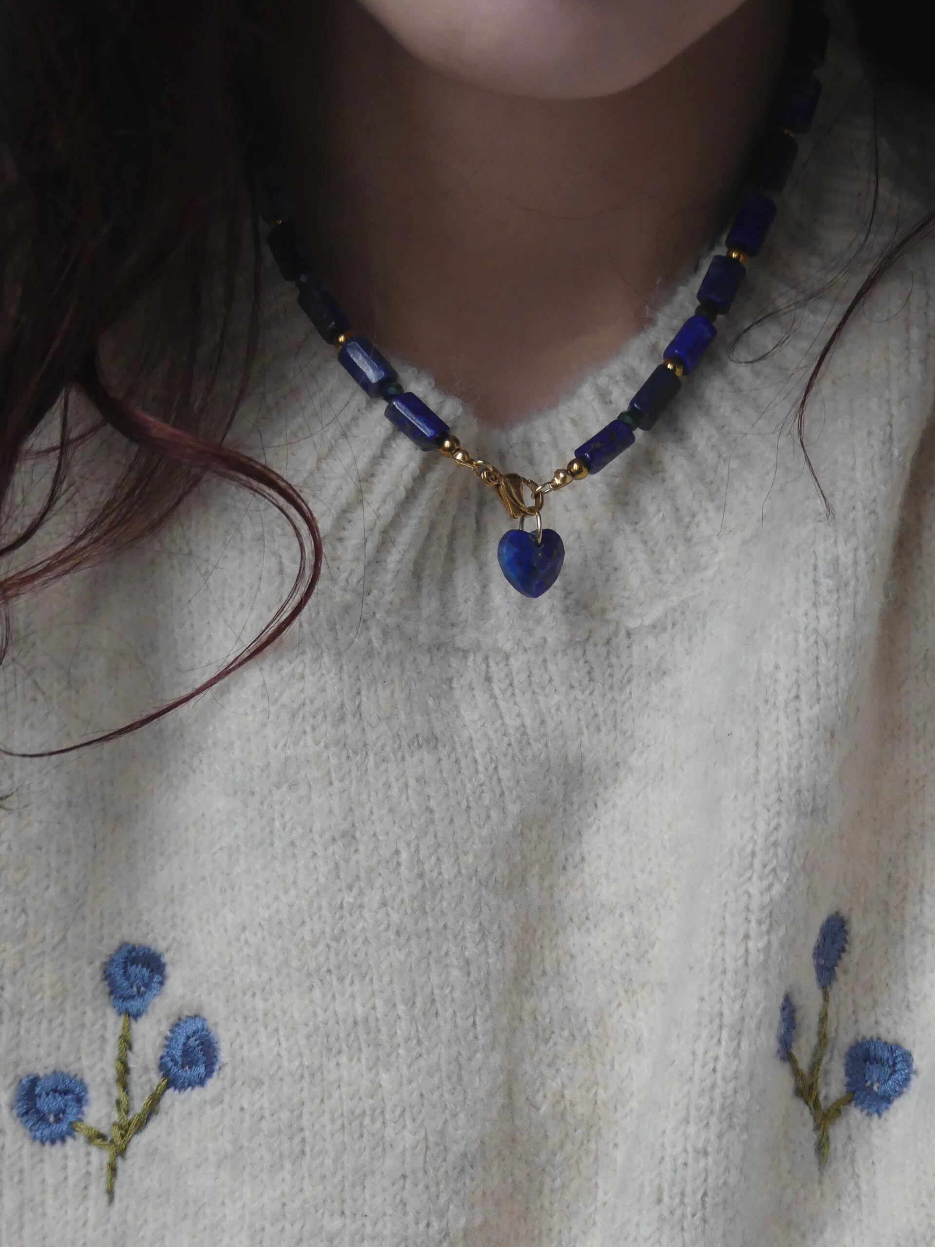 Le Collier Théodora - Lapis Lazuli & charm amovible