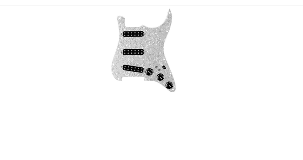 920D Custom Polyphonic Loaded Pickguard for Strat With Black Pickups & Knobs, and S7W-2T Wiring Harness White Pearl