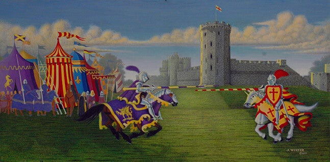 "Joust at Warwick" fine art digital print on canvas 24 x 48 in by J. Winter