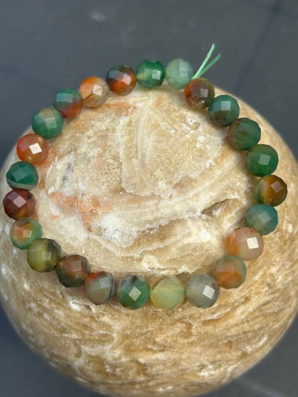 Pauwen agaat (geverfd) armband gefacetteerd