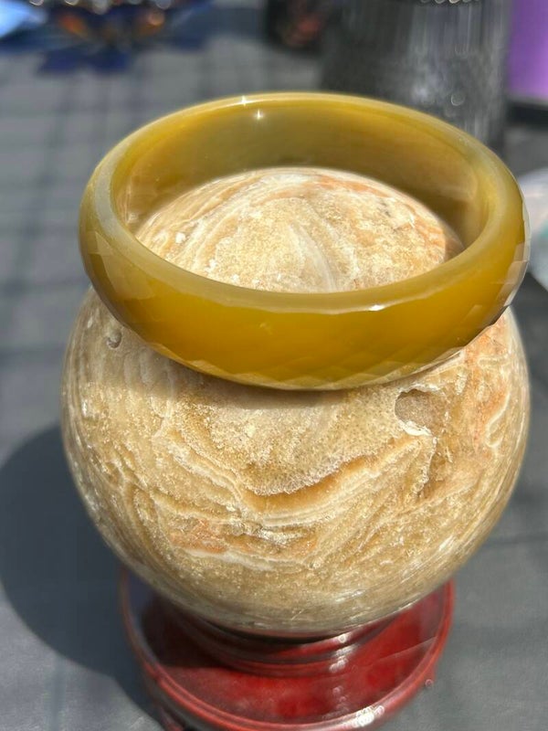 Cateye bangle geelgoud gefacetteerd