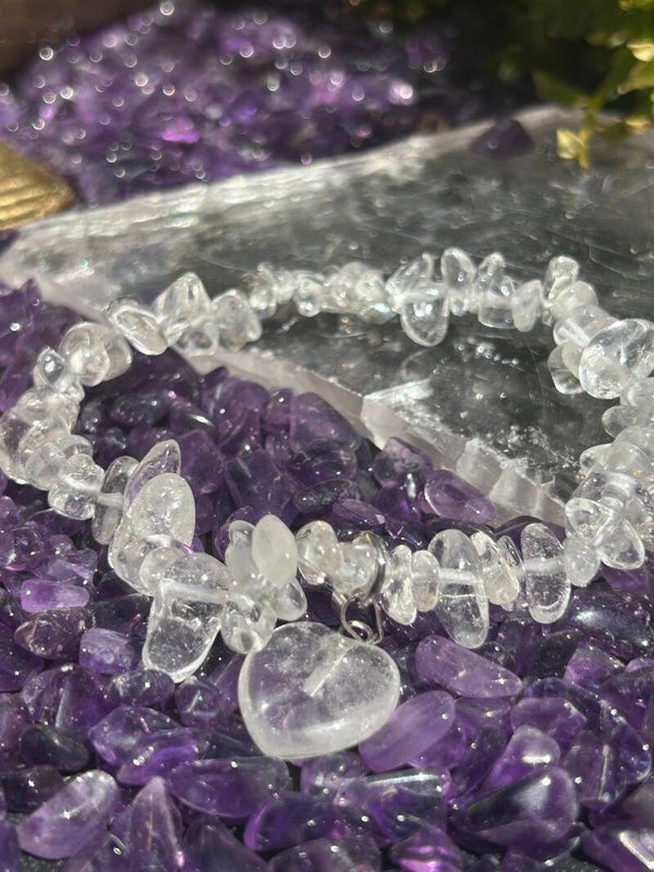 Bergkristal split armband met hartje