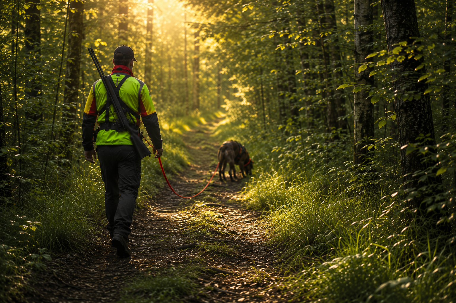Schweißhundeführer mit seinem Hund