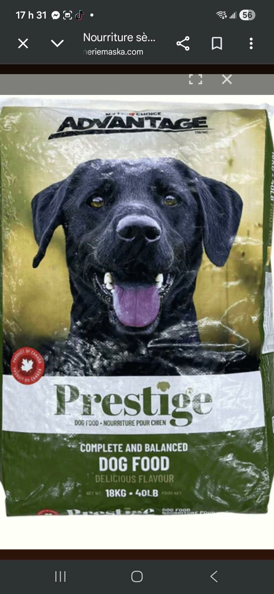 Nutrichoice Advantage Prestige chien 18kg (40lbs)
