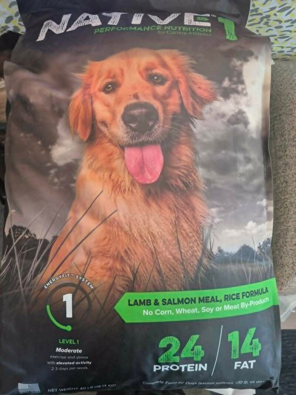 Native (Kent) chien agneau/saumon/riz 24/14 niveau 1 (18.1kg) 40lbs