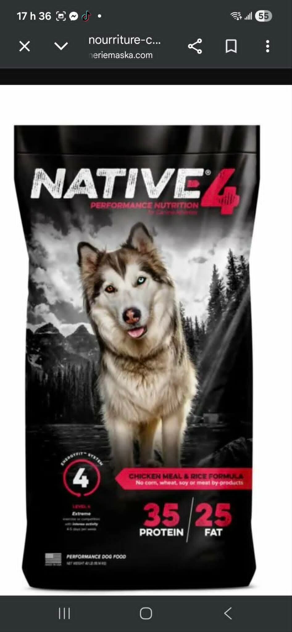 Native chien niveau 4...18.1kg (40lbs)