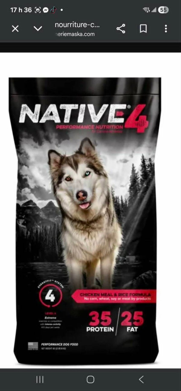 Native chien niveau 4...18.1kg (40lbs)