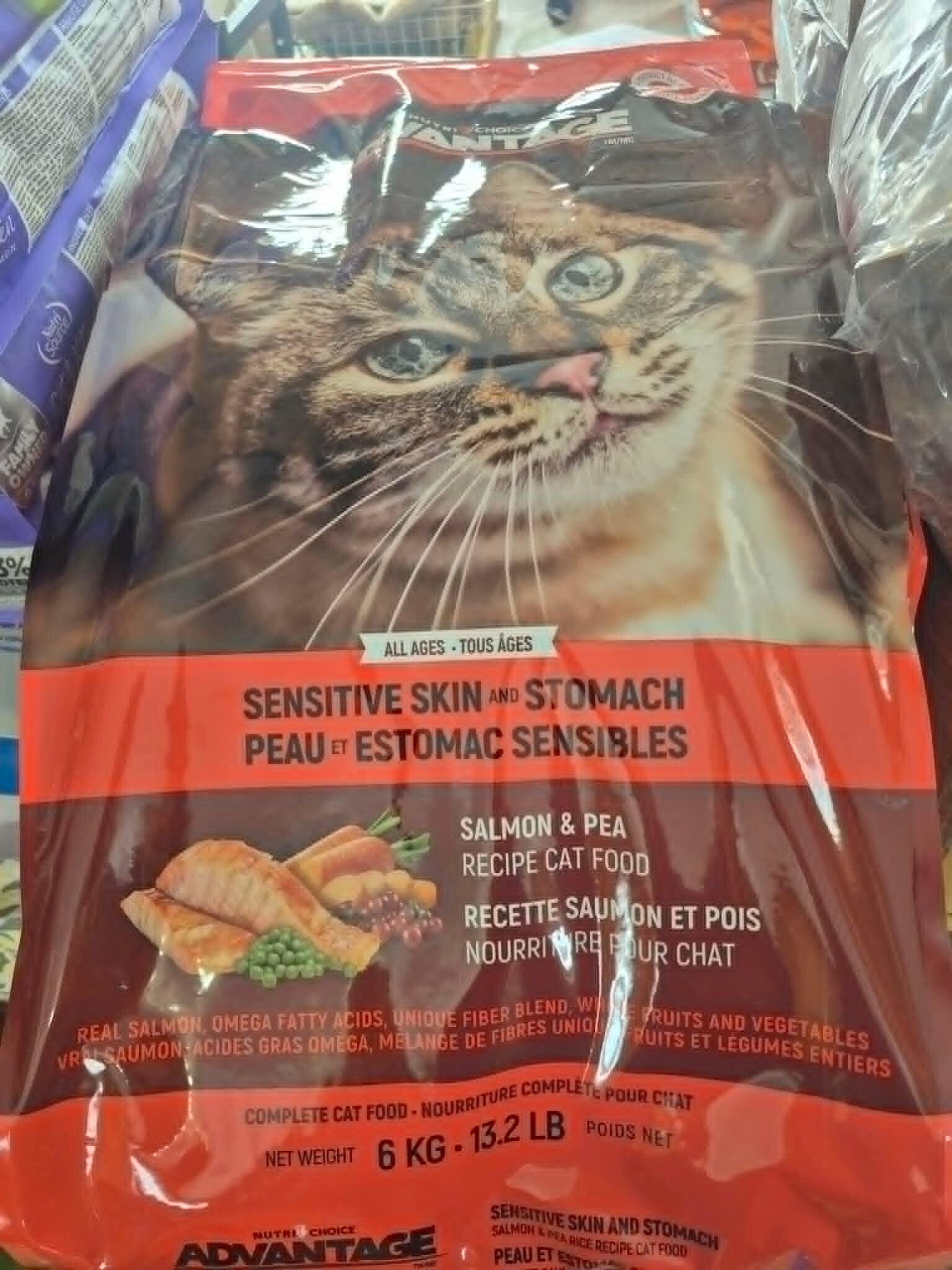 Nutrichoice Advantage chat saumon/pois peau & estomac sensible 6kg (13.2lbs)