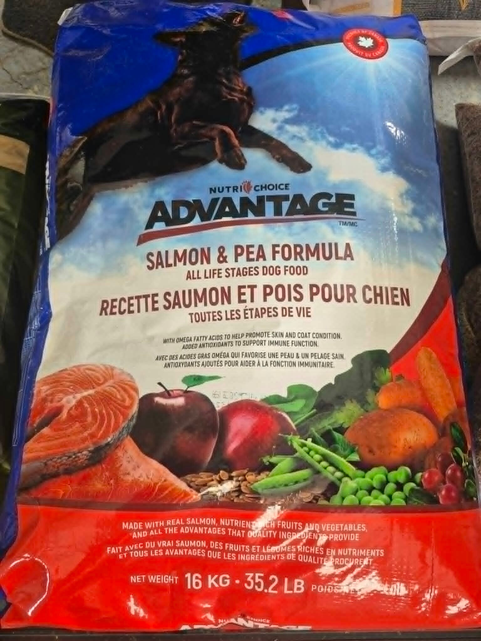 Nutrichoice advantage chien saumon/pois 16kg (35lbs)