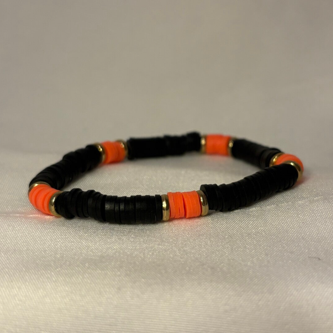 Neon Orange - Clay Bead Bracelet