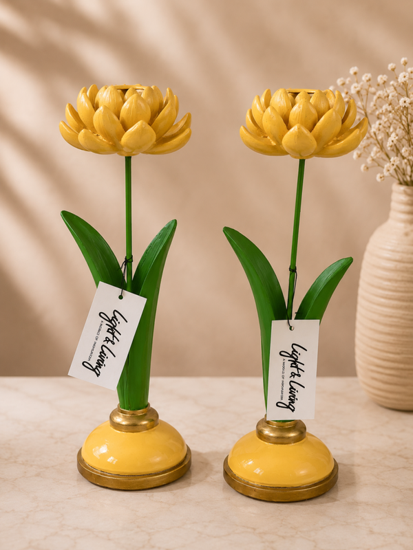 Bloemen kandelaar geel groot