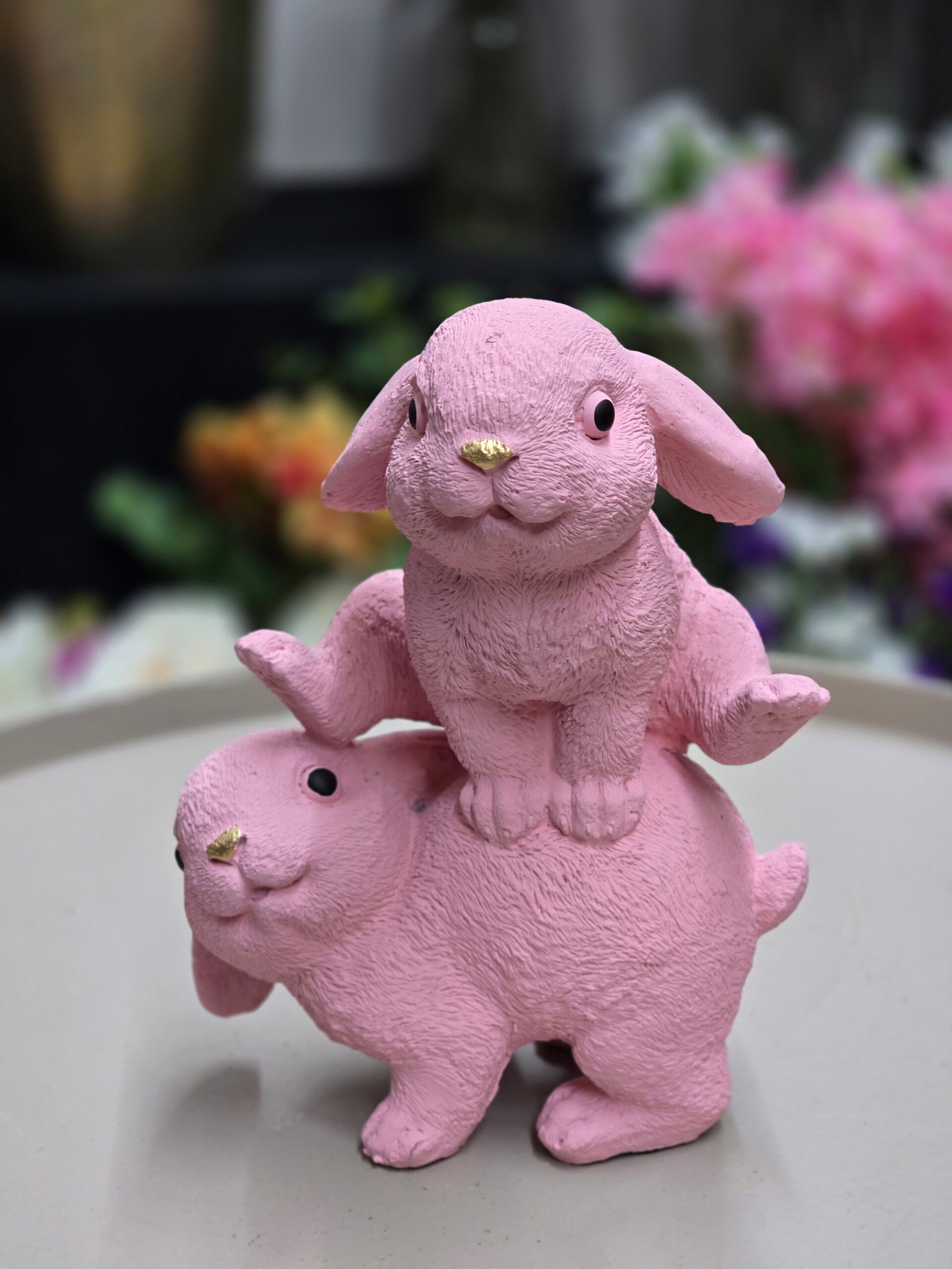 Beeld Rabbit Jump pastel roze