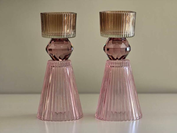 Kristallen Kandelaar Roze/amber