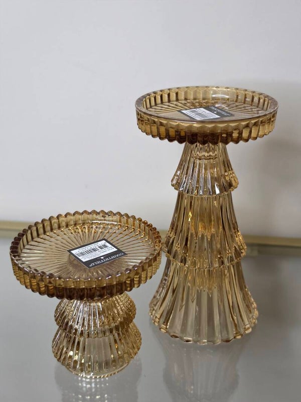 Kandelaar glas amber