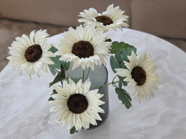 Bosje zonnebloemen crème/wit