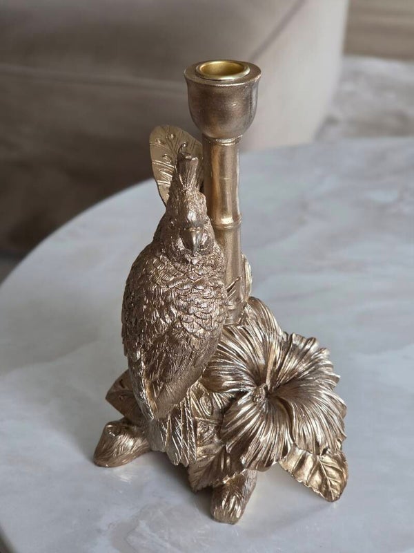 Kandelaar Bird Hibiscus Goud | 25cm