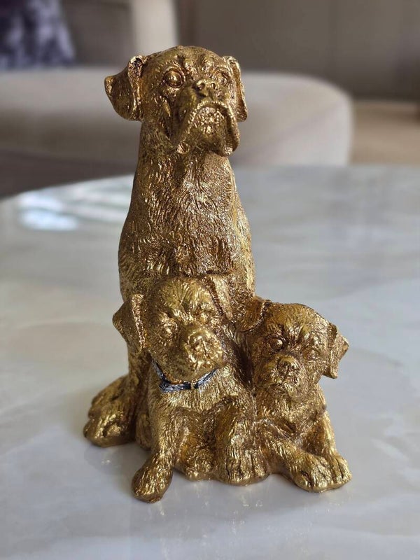 Ornament honden familie goud