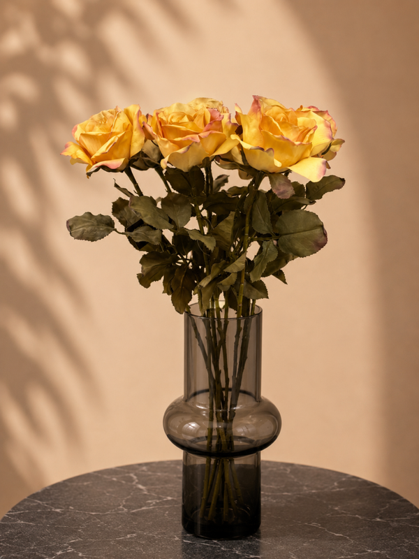 Kunstbloem Rosa geel