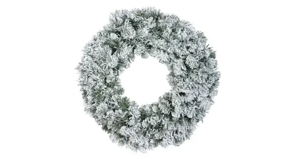kerstkrans wit/groen met nep sneeuw
