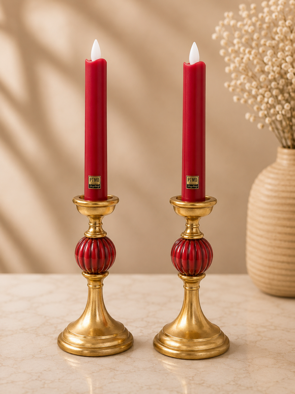 Setje dinner kaarsen rood PTMD