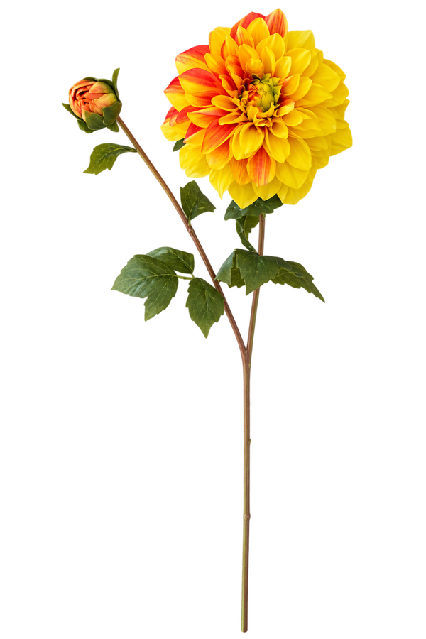 Kunstbloem Dahlia Tak – Geel & Oranje