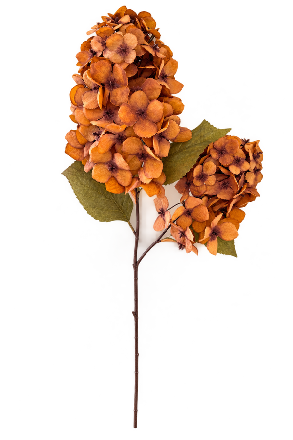 Kunstbloem Hortensia Tak – Bruin | Herfstkleur