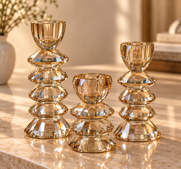 Candle stick ROVELO glass amber